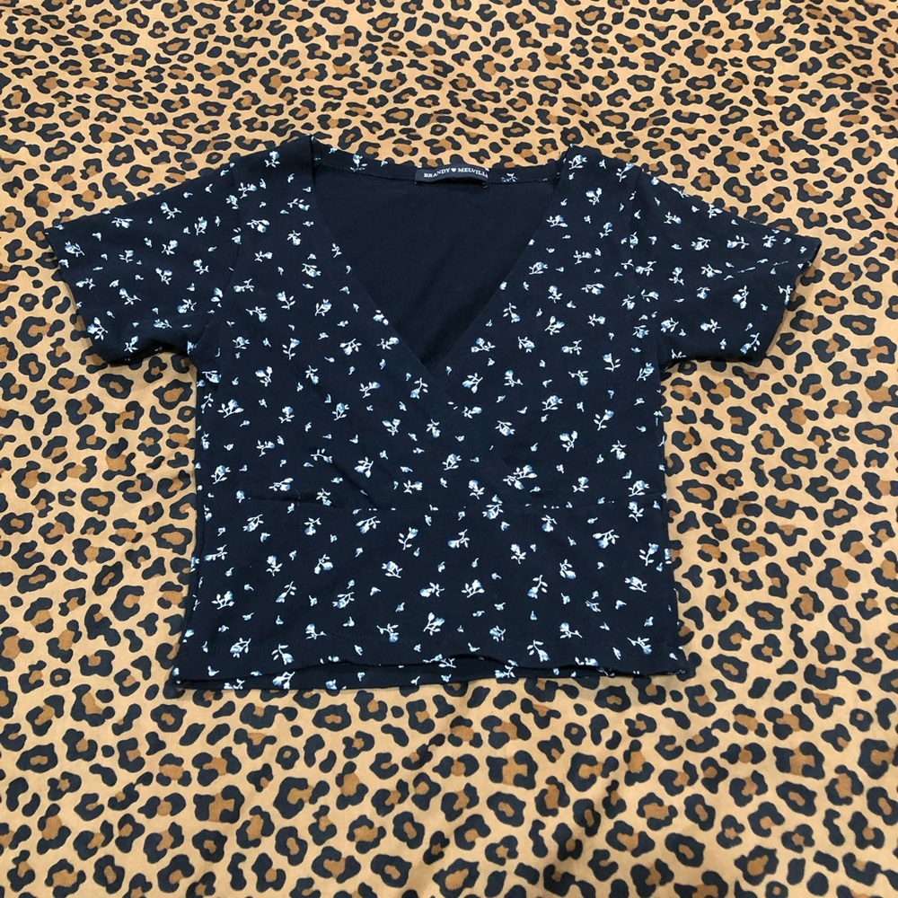 Brandy Melville Navy floral Amara Top